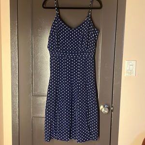 Navy polka dot jcrew silk dress